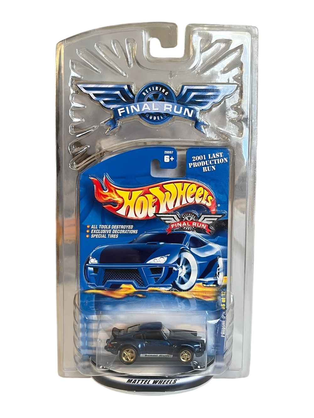 Hot Wheels 2001 Final Run Retiring Model P-911 Porsche 911 Metalflake Blue MOC
